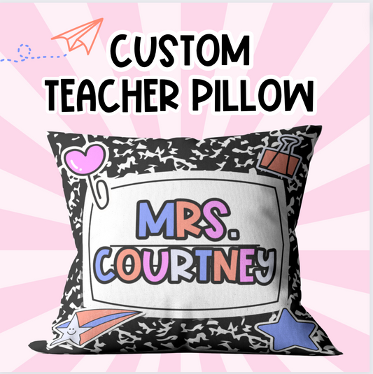 Custom Composition Notebook Teacher Pillow