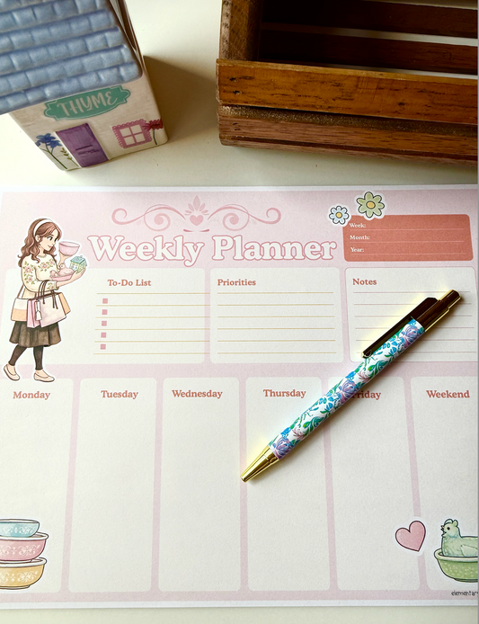 Secondhand Schoolhouse Desk Pad Notepad • Thrift Girl Aesthetic Desktop Planner • Vintage Cottagecore Stationery • 8.5x11 Pastel Writing Pad