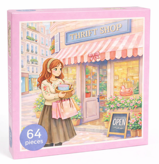 Secondhand Schoolhouse Mini Puzzle – Vintage Thrift Treasure Puzzle (64 Pieces)