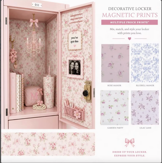 Magnetic Locker Wallpaper Mega Bundle with Mini Chandelier, Supply Pockets, Photo Frame & Bow Magnets