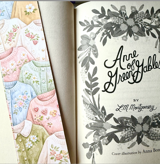 Vintage Embroidered Sweater Bookmark • Double-Sided Laminated Thrift Aesthetic Bookmark • Cottagecore Reading Accessory • Secondhand Schoolhouse Bookmark