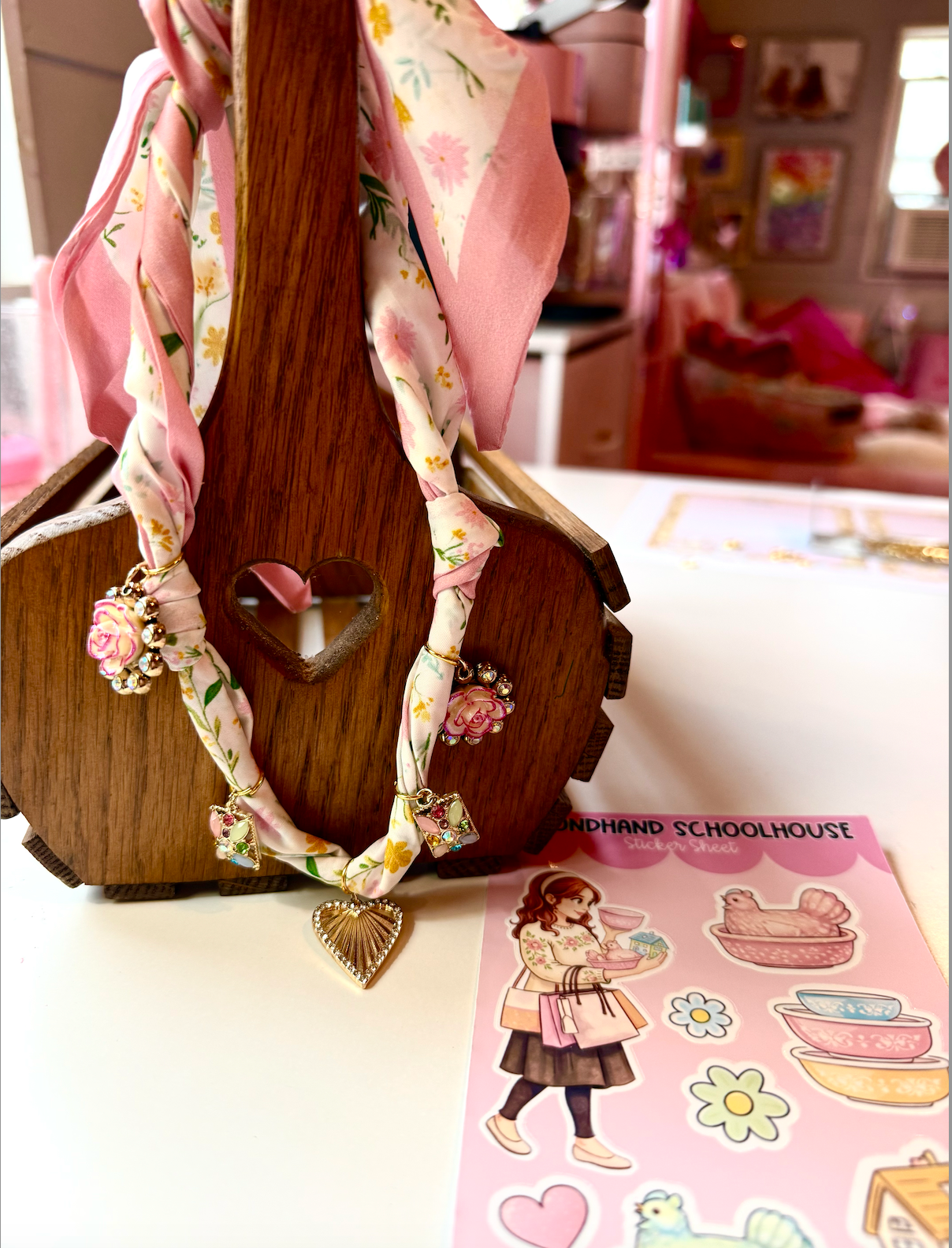 Secondhand Schoolhouse Charm Scarf Necklace – Thriftcore Charm Necklace